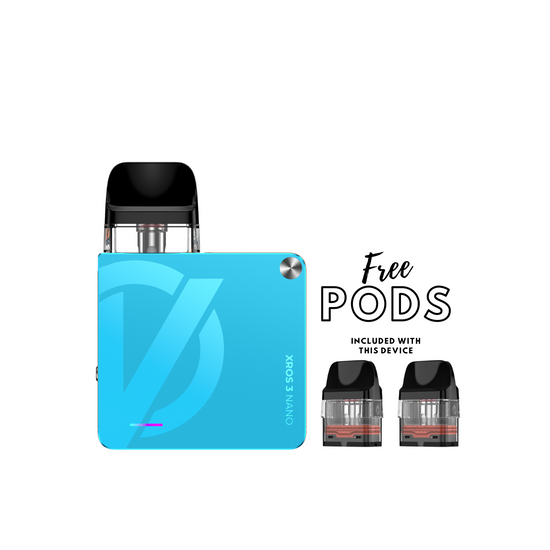 XROS 3 NANO BY VAPORESSO - BONDI BLUE  inc. 2x free 0.6ohm pods