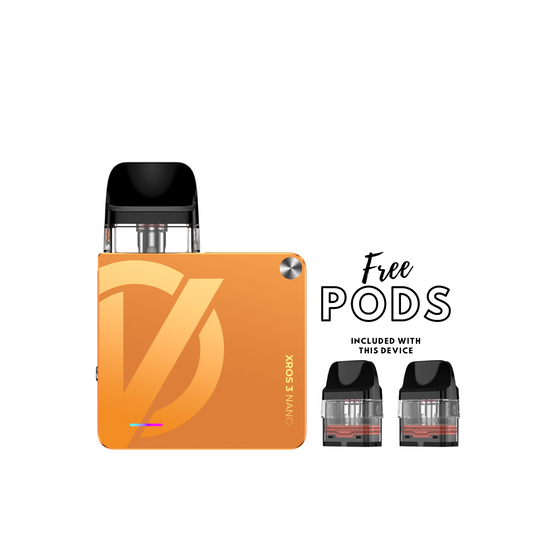 XROS 3 NANO BY VAPORESSO - VITAL ORANGE  inc. 2x free 0.6ohm pods