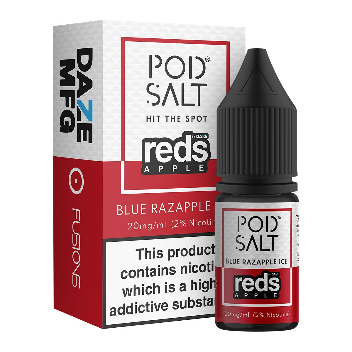 POD SALT BLUE RAZAPPLE ICE 10ML NICOTINE SALT E-LIQUID FUSION